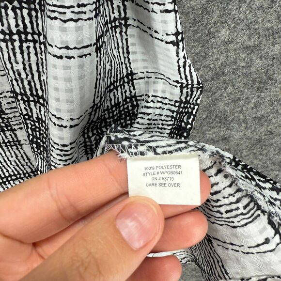 NY Collection Shirt Women M Medium White Plaid Button Up Collared Pockets Casual - Picture 4 of 7